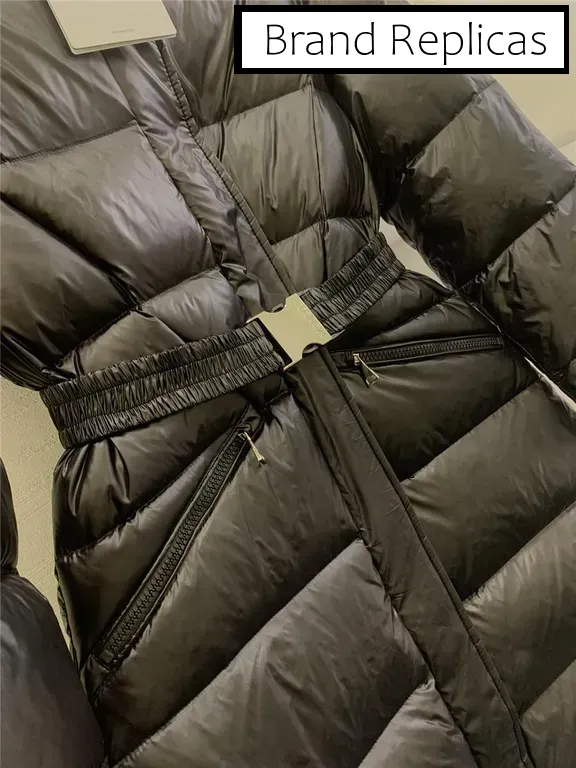 Moncler waist hooded long down jacket